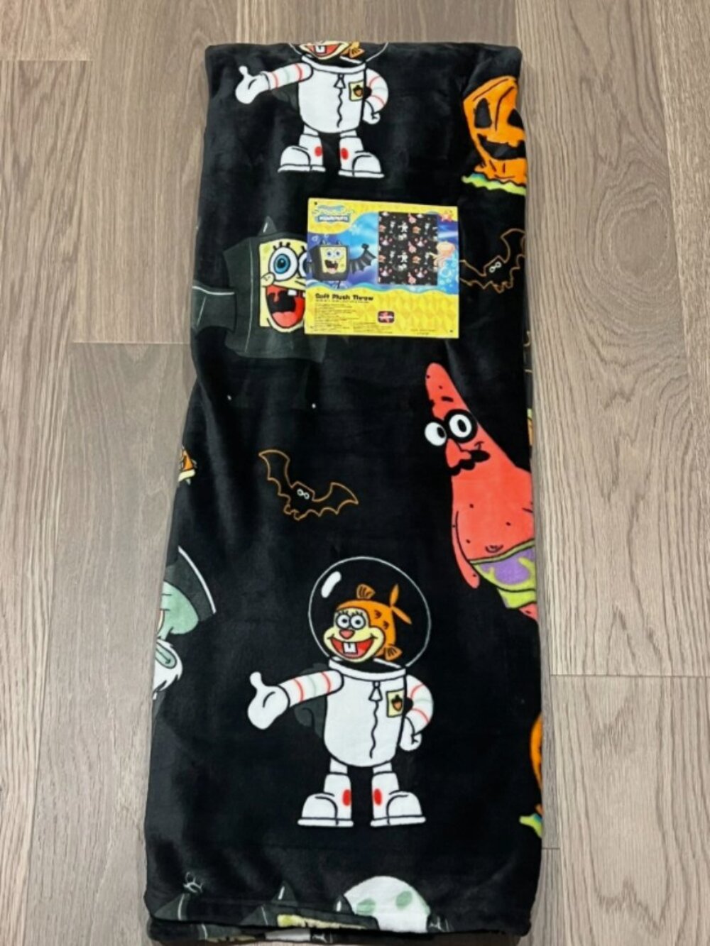 Nickelodeon SPONGEBOB SQUAREPANTS Black HALLOWEEN Plush Throw Blanket 50x70 NWT